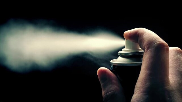 Person Uses Spray Can Closeup