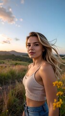 a woman in the field