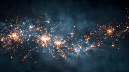 Silvester 2026 New year New Year's Eve Party, new years eve background banner panorama long- firework fireworks on rustic dark blue night sky texture