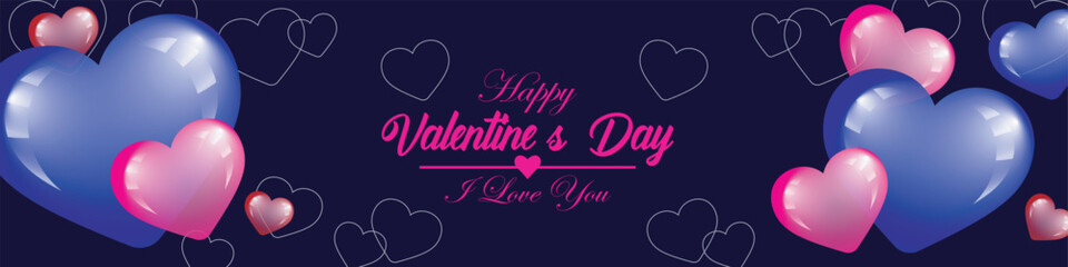 Valentine s day illustration with heart shaped balloons and romantic text