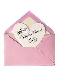 Valentine's Day Heart Card in Pink Envelope, Romantic Greeting for Lovers and Loved Ones