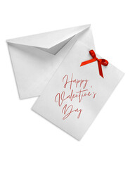 Valentine Greeting Card With Red Ribbon Envelope &mdash; Elegant Script Message For Love