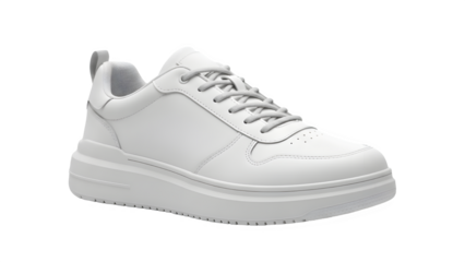 Classic all-white leather sneaker for casual fashion and street style presented as a clean isolated subject for footwear retail listings