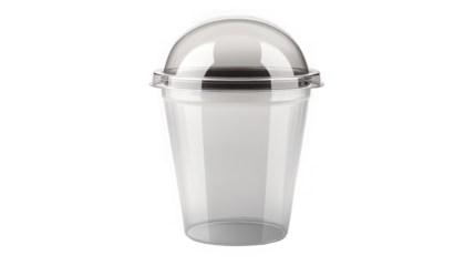 Clear disposable plastic cup featuring a domed dome lid ideal for showcasing layered beverages like smoothies milkshakes or iced coffee drinks