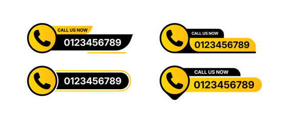 Call us now button design template black and yellow.