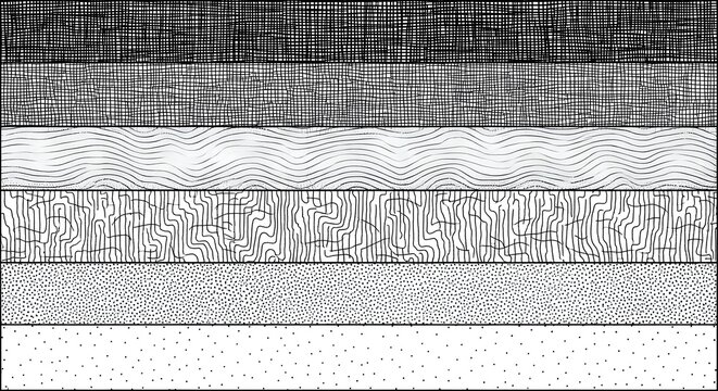 Set of Abstract Black and White Pattern Stripes with Textures and Lines for Design