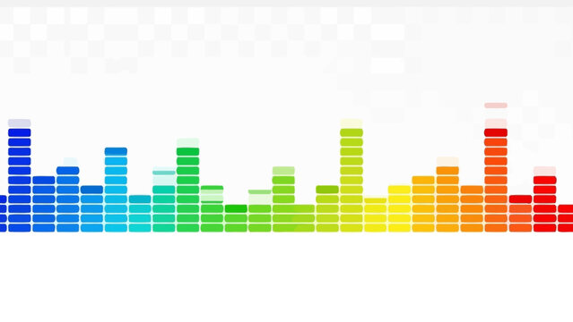 Colorful Music Equalizer Bars Spectrum on Bright White Background