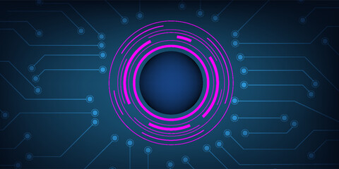 Vector illustration. Futuristic abstract eye on a circuit board, advanced computer technology. technology modern.design modern.