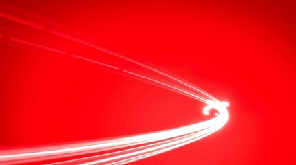 Dynamic white light trails on vibrant red background