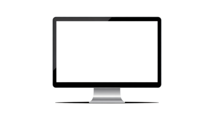 Modern computer monitor with blank screen in sleek design on white background for tech advertising