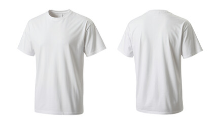 White T-Shirt Front and Back Views in Simple Studio Lighting on Isolated White Background for Print on Demand