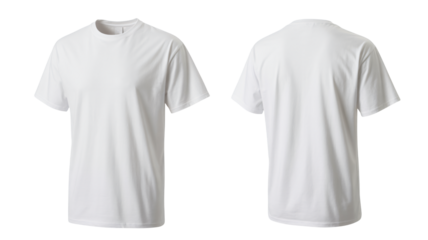 White T-Shirt Front and Back Views in Simple Studio Lighting on Isolated White Background for Print on Demand