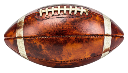dirty brown american football ball isolated on white background