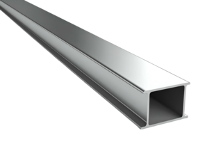 Metallic structural beam with a hollow square cross-section