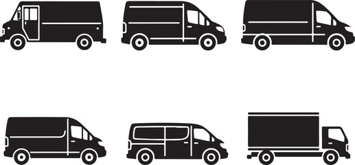 Set of truck and transport vector icons