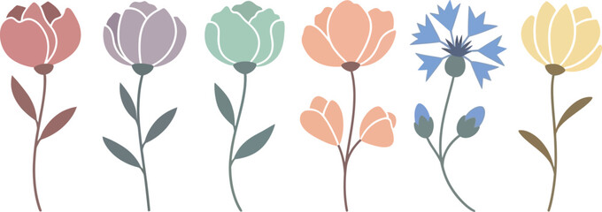 Seamless colorful floral pattern with flowers and leaves