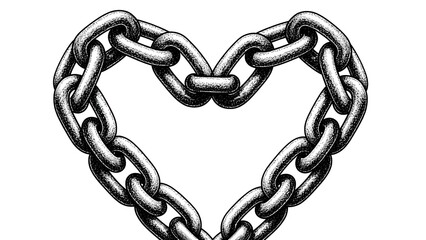 Heart-shaped chain symbolizing strong unbreakable bonds of love and connection, representing commitment and unity