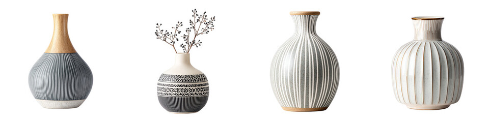 Modern Ceramic Vases Collection on White Background - Home Decor Accents