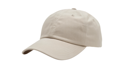 Beige Baseball Cap in Simple Design with Soft Lighting on White Background for Branding
