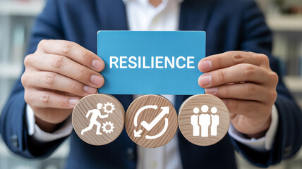A professional businessman in an office holding a success business card as a communication symbol for marketing solutions and customer support