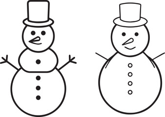 Simple Snowman Outline Vector | Cute Winter Character Illustration