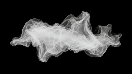 High Resolution Abstract White Smoke Cloud Swirl on Black Background Texture