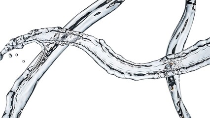 Dynamic Water Stream Interaction on White Background Texture