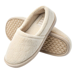 Cozy Soft Cream Indoor Slippers for Home Comfort & Relaxation on transparent background