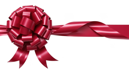 Elegant red ribbon bow isolated on transparent background