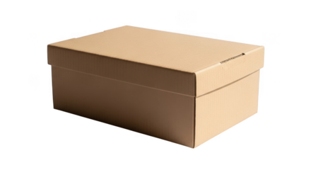 Closed brown cardboard box isolated on transparent background