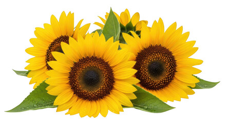 Fototapeta premium Vibrant sunflowers in full bloom isolated on transparent background