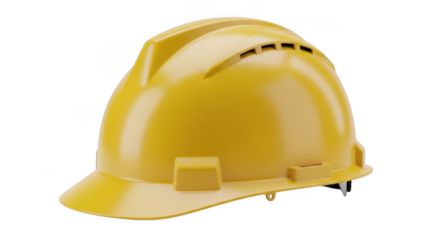Yellow hard hat safety equipment isolated on transparent background