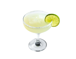 Refreshing citrus beverage with salt rim and lime garnish