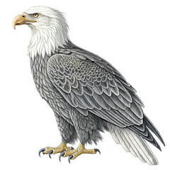 Majestic Bald Eagle Illustration: American Bird of Prey Wildlife Art on transparent background