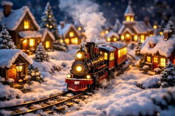 Magical Christmas Toy Train 3D Scene
