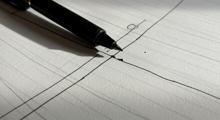 Black pen poised over graph paper, ready to mark lines and curves