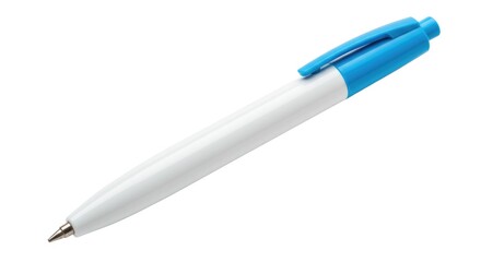 White pen with blue cap, isolated on white background