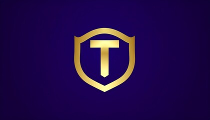 Golden Letter T Shield Logo Design.
