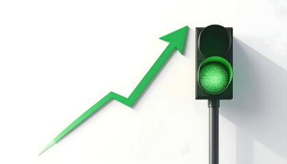 Green Light and Upward Arrow Symbolizing Growth and Progress.