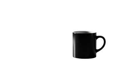 Single black coffee mug isolated on transparent background