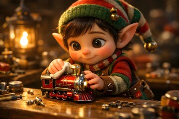 Christmas Elf Toy Maker 3D Art