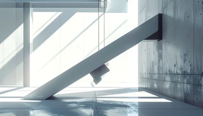 Minimalist concrete ramp in a sunlit modern interior.