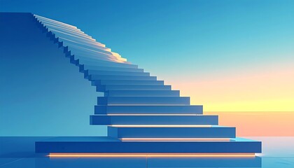 Minimalist Staircase Ascending Towards a Serene Sky.