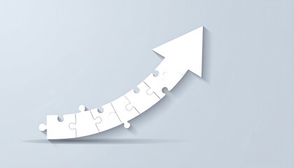 Puzzle Arrow Pointing Upward Representing Business Growth and Progress.