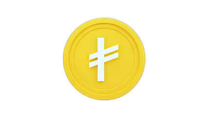 Obraz premium 3D Yellow Coin with Fiat Currency Symbol on transparent background