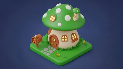Whimsical Mushroom House with Mailbox and Garden photo letters