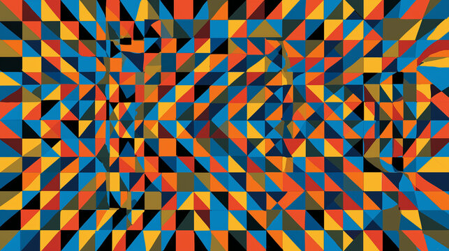  Colorful Geometric Optical Illusion Pattern, Vibrant Abstract Psychedelic Tile Design Background