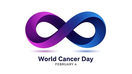 Vibrant infinity loop symbol representing awareness and hope for world cancer day observance on february fourth