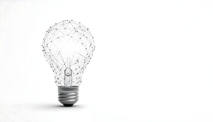 Abstract light bulb with glowing particles representing innovation and ideas.