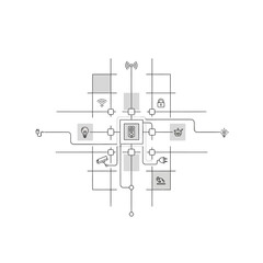Obraz premium Centralized smart home system connectivity diagram with IoT device control and automation technology.